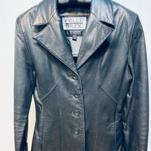 Women's Black Leather Coat